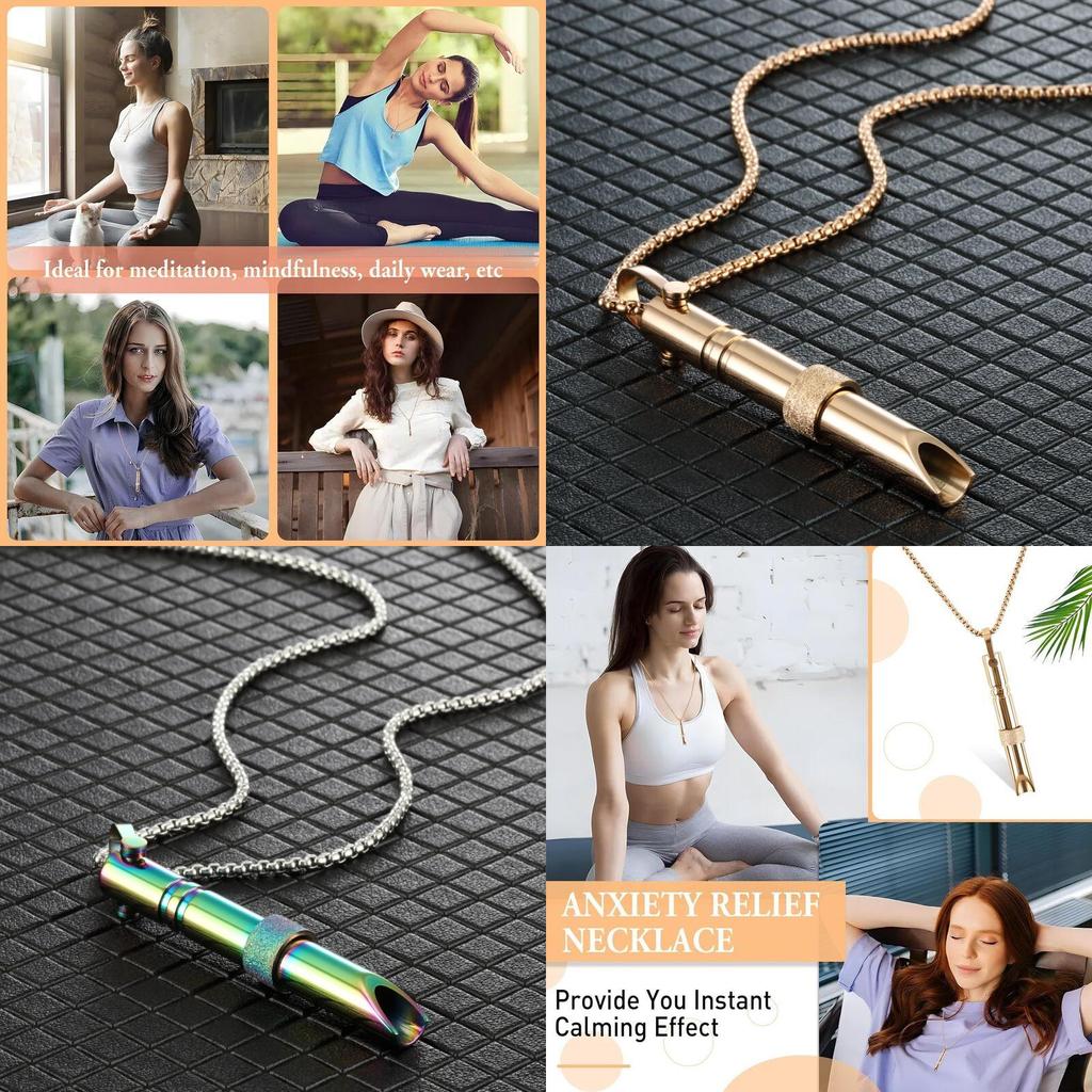Stylish Stainless Steel Necklace Meditation Mindfulness Pendant Relieves Stress Breath Control
