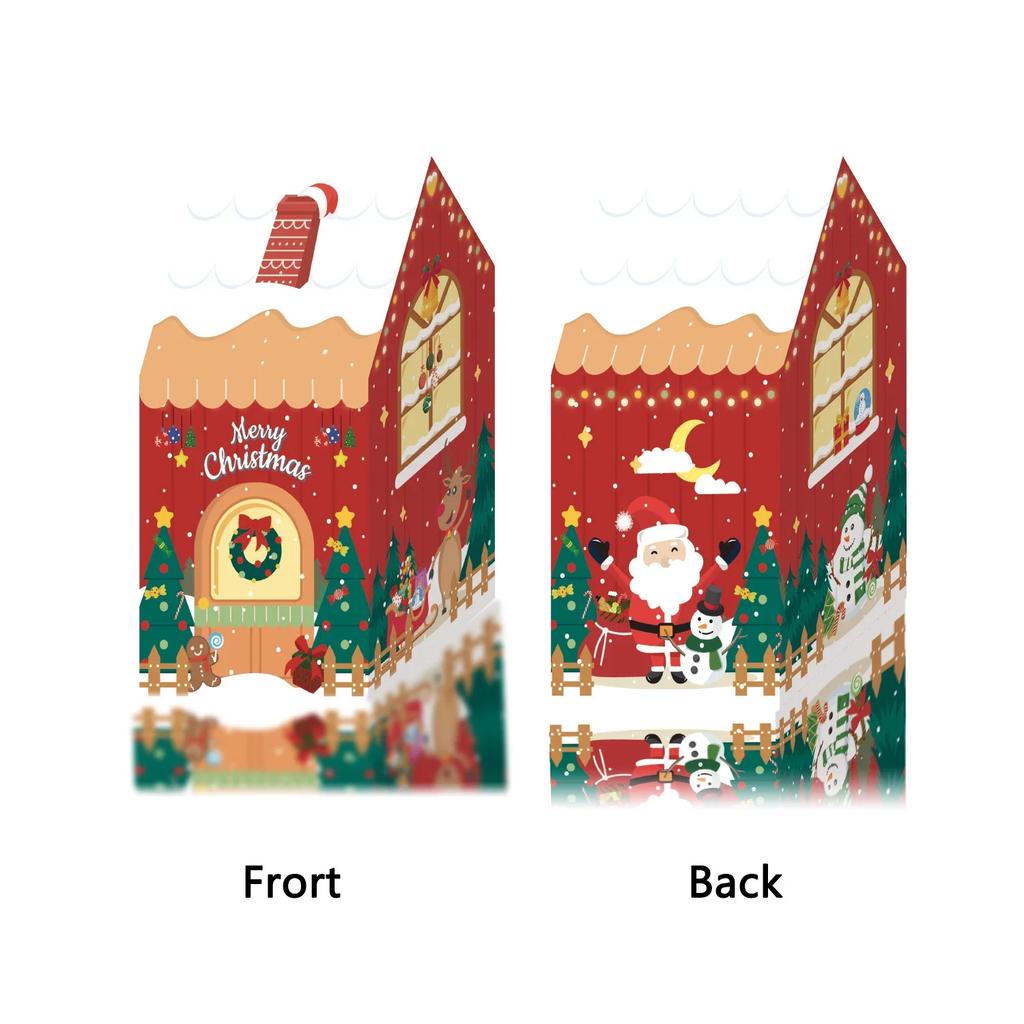 50pcs Christmas House Shape Candy Gift Box with Tag Merry Christmas Decorations For Home Xmas Tree Ornament  2025 New Year