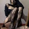 Classic Women Lolita Hollowed Out Lace Mesh Stockings Bottomed Pantyhose Tights Lolita Retro Floral Rattan Black Stocking