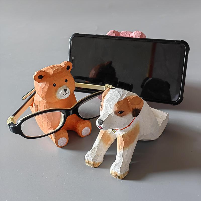 Handcrafted Solid Wood Phone Stand: Creative Desktop Ornament & Holiday Gift