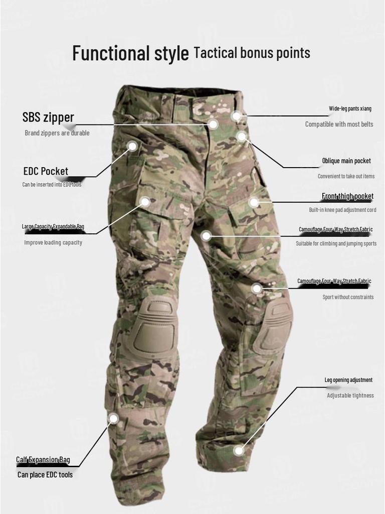 Tactical Men's Outdoor Camouflage Pants: Wear-Resistant, Scratch-Resistant, Multi-Pocket