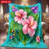 1pc 2D Tropical Floral Green Leaf Toucan Theme Pattern Flannel Blanket, Soft HD Digital Print, Cooling Blanket All-Season Use! Soft And Breathable 100