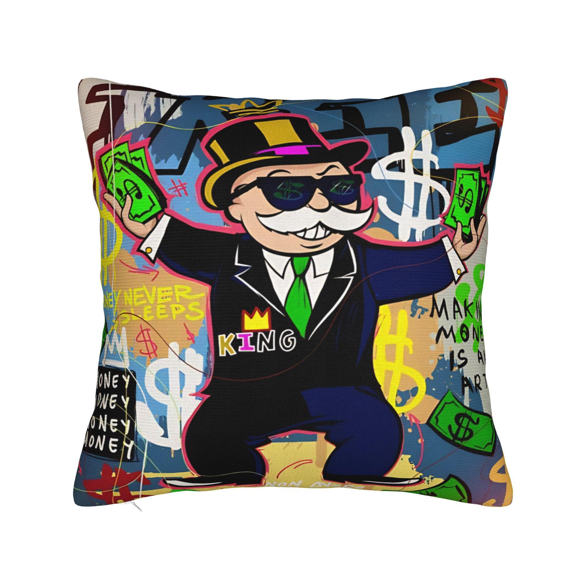 

Monopolyes money game Printed Pillowcases Cushion Cover Pillow Covers Warm Bedroom Decorations Square Multi-Size 12x12in 30X30cm