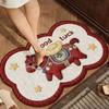 Floor Mat Cartoon Horse Design Anti-Slip Water Absorbent Festive Home Mat Bathroom Kitchen Home Decor