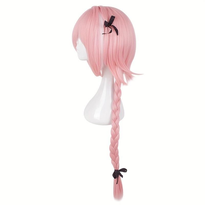 Fate Apocrypha Astolfo Cosplay Wig With Pink Single Braids For Anime Costume Enthusiasts