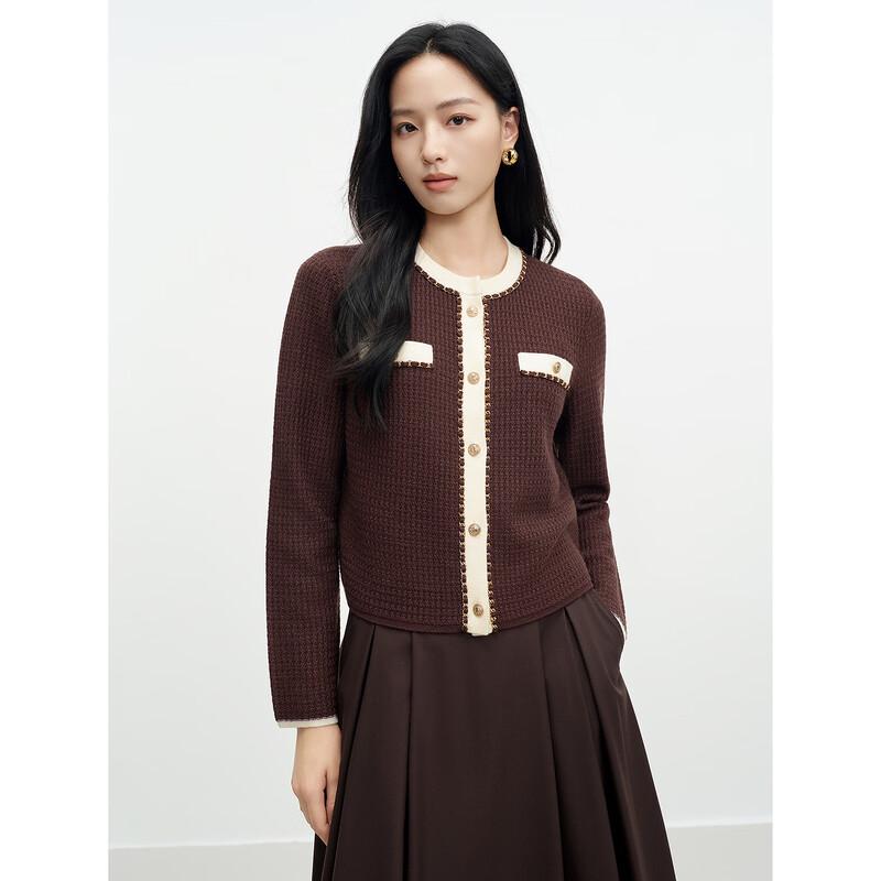 JUZUI Jacquard Sequin Yarn Contrast Sweater