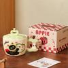 Apfel Katze mit Niedlichem Deckel Tasse Hochwertige Keramiktasse Hochtemperaturbeständigkeit Souvenirgeschenk Geburtstagsgeschenk Cartoon