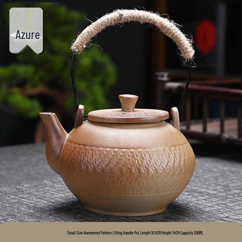 Coarse Ceramic Open-Flame Tea Kettle & Warmer Set
