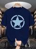Minimal White Circle Star Graphic Unisexs Short Sleeve T Shirt Summer Crew Neck Loose Fit Retro Street Casual Daily Tops