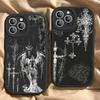 Gothic Cyber Sigil Cross Phone Case for iPhone 16 15 14 11 12 13 Pro Max Plus Back Leather Shell
