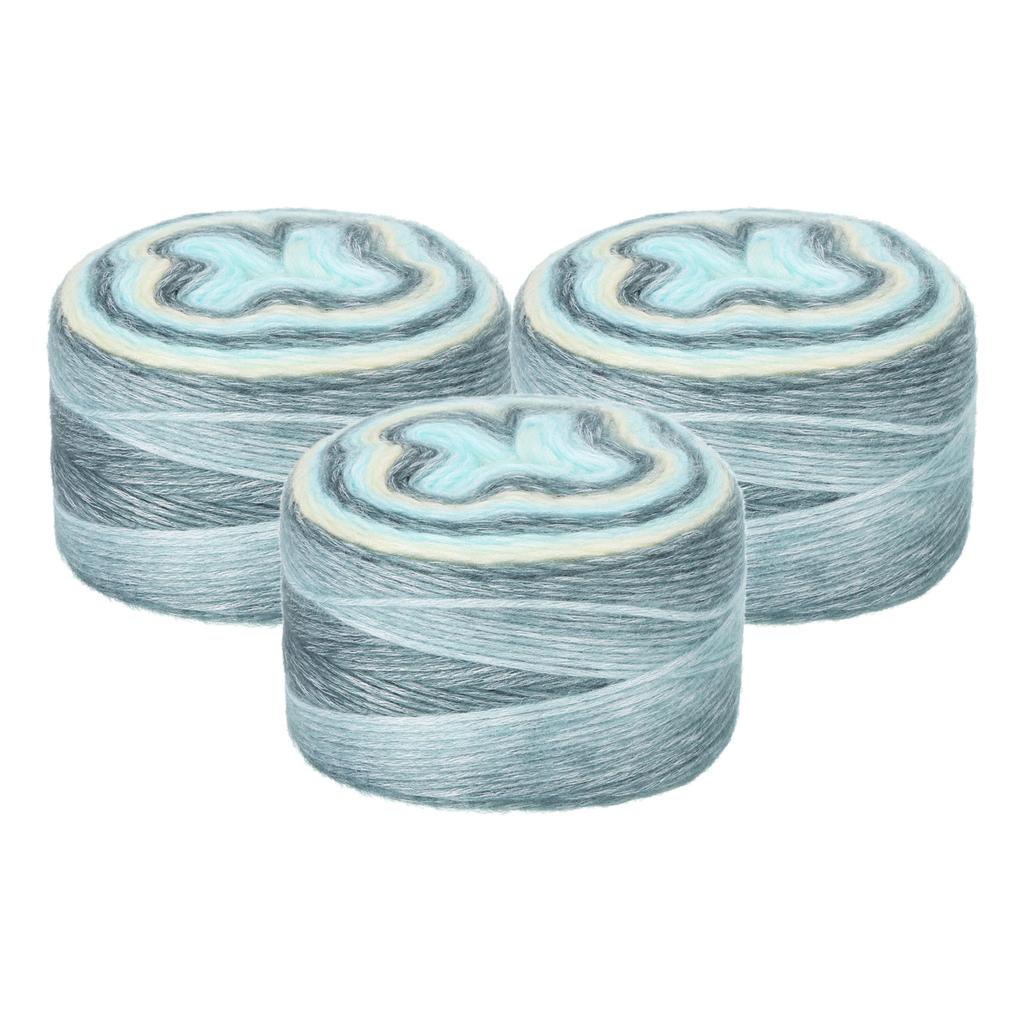 3Pcs Gradient Cake Cotton Yarns, Soft Rainbow Yarn Ball for Knitting and Crocheting Craft Project (300g X 3, 245M L Each) 100g