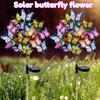 Christmas Solar Butterfly Flower Ground Lamp , Outdoor Solar Garden Lamp, Plastic Material, Great for Garden, Yard and Lawn Decoration