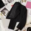 Suit Jacket Women Short Coat Lapel Long Sleeve Single Button Cardigan Style Solid Color Loose Fit Casual Business Simple Blazer