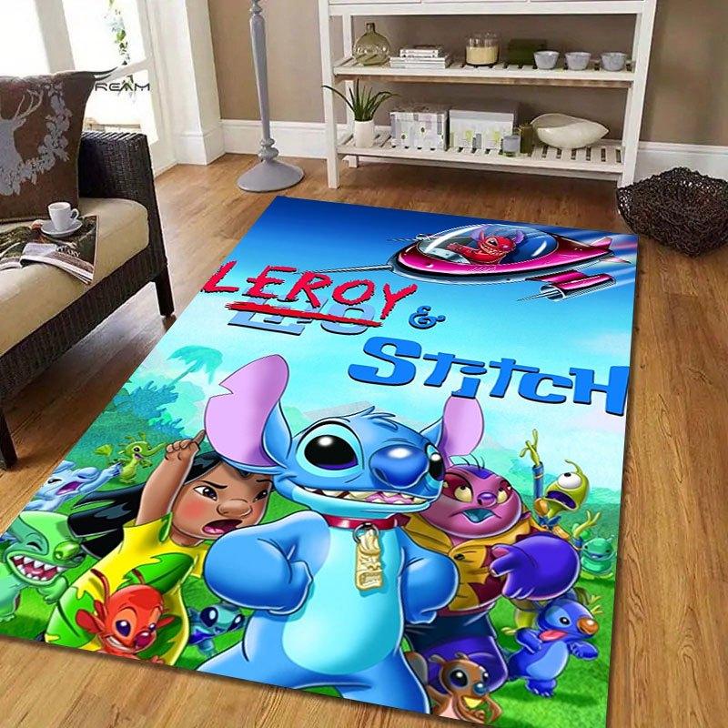 1pc Disney Lilo and Stitch Pattern Carpet Area Rug Non-slip Carpet Hand Washable Floor Mat Suitable For Living Room Bedroom Home Decor