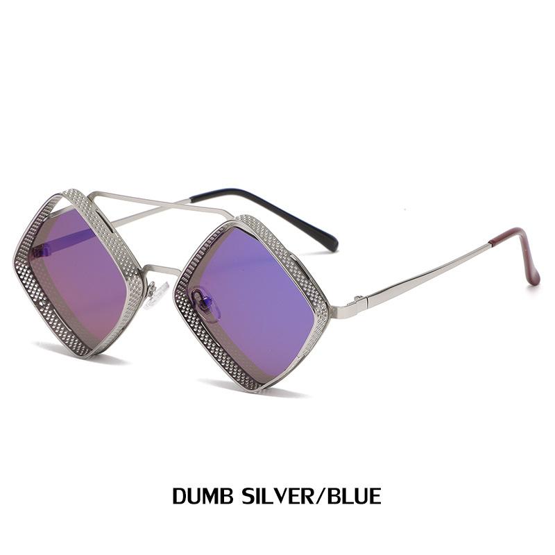 Women Retro Sun Glasses Steampunk Men Metal Hollow Eywear Male Square Sun Glasses Uv400 Brown Orange Rhombus Summer New