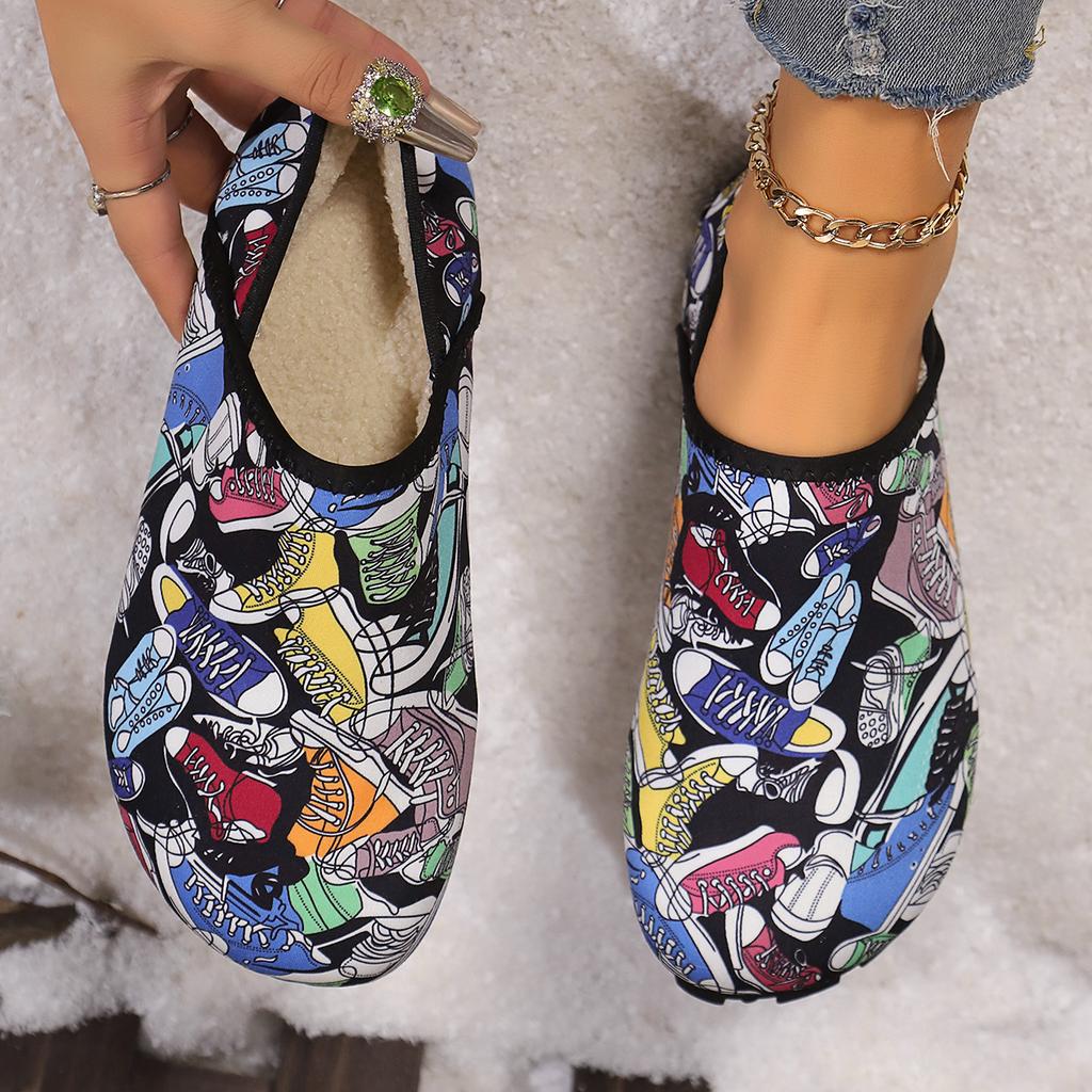 Fashion Women Slippers Winter New Fashion Luxury Print Style Moccasin Women Slippers Warm Comfortable Breathable Slip-on Slides Women