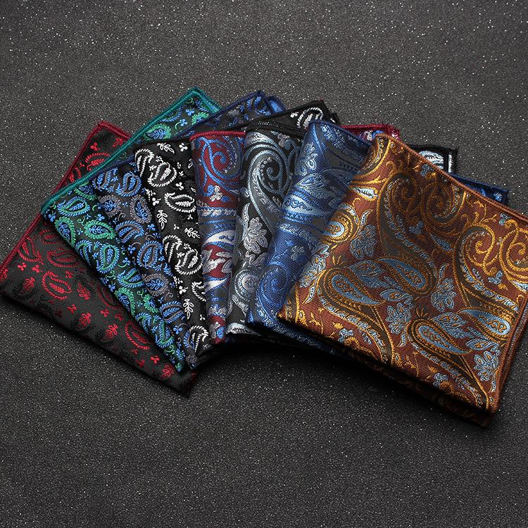 Men'S Banquet Guests Wedding Groom Suit Dress Pocket Towel British Retro Cashew Flower Striped Square Towel