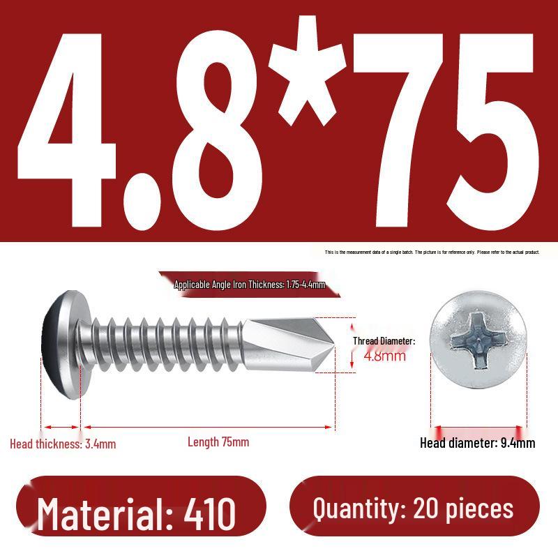 Stainless Steel 304 Phillips Round Head Self-Drilling & Tapping Screws, M3.9/M4.8/M5.5 Swallowtail Bolts