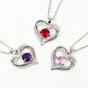 White Gold Double-layer Heart Pendant Necklace - Twelve Birthstone Options