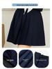 Set gonna uniforme scolastiche JK: Blu Navy Pieghettato Stile College con Maniche Lunghe e Corte e Design a Tre Bottoni
