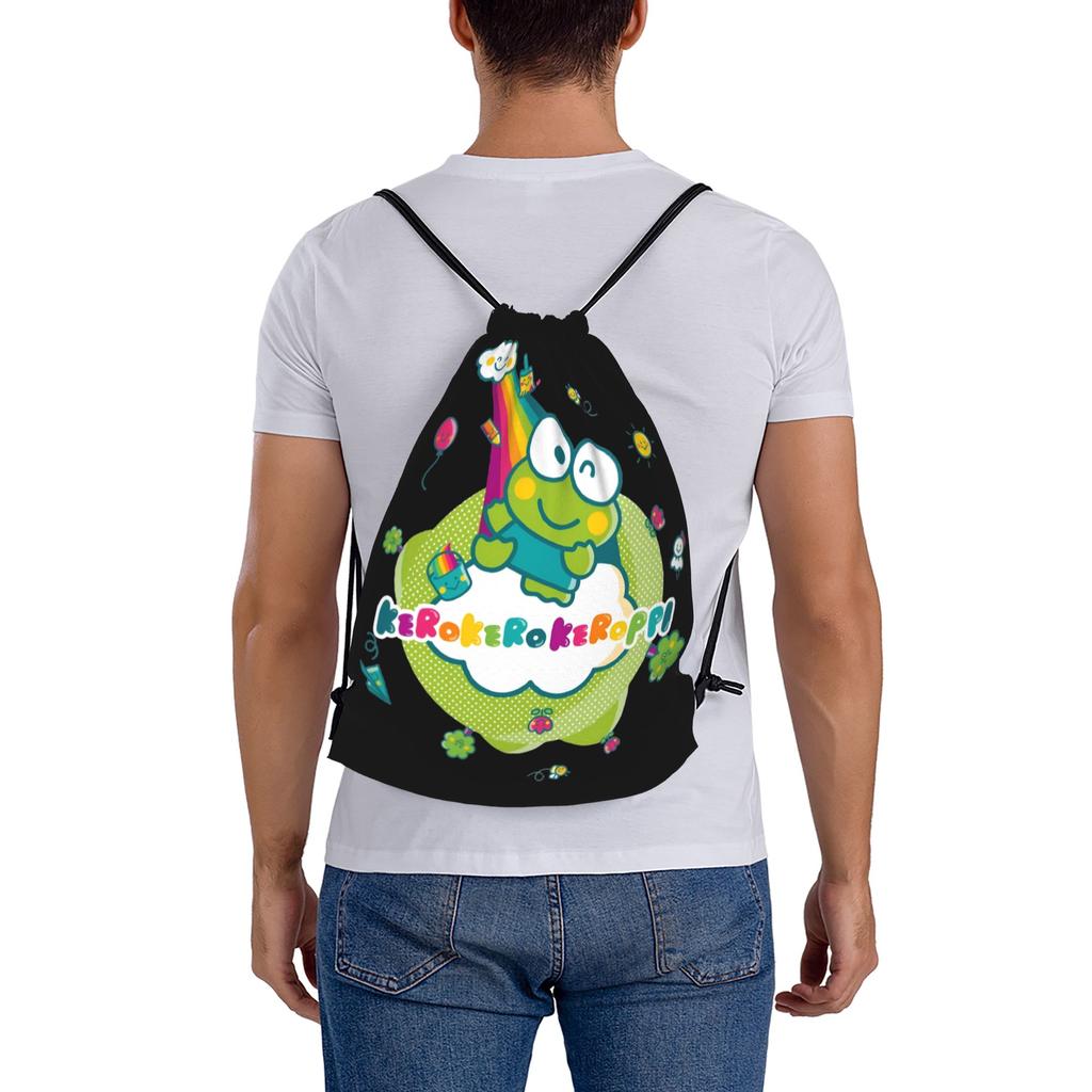 Custom K-KeroKeroKeroppies Drawstring Bag Men Women Lightweight Frog Anime Sports Gym Storage Backpack