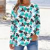 Women's Fashionable Casual Printed Long Sleeved Round Neck Top Round Neck Top Top