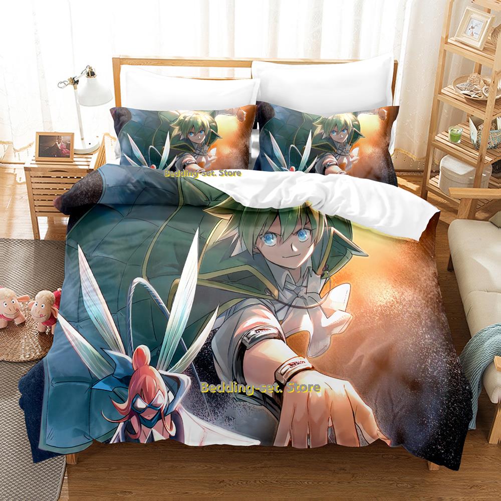 Comforter Personality Shaman King Bedding Set Cartoon Anime Three-Piece Set Adult Kid Bedroom S 3D Kawaii Game Twin Set
