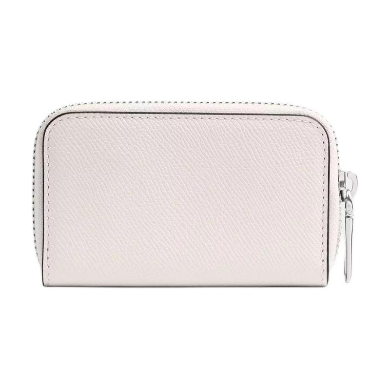 COACH Zip Around 11 Wrap-around zipper closure Cross-grain leather card holder regular women's white