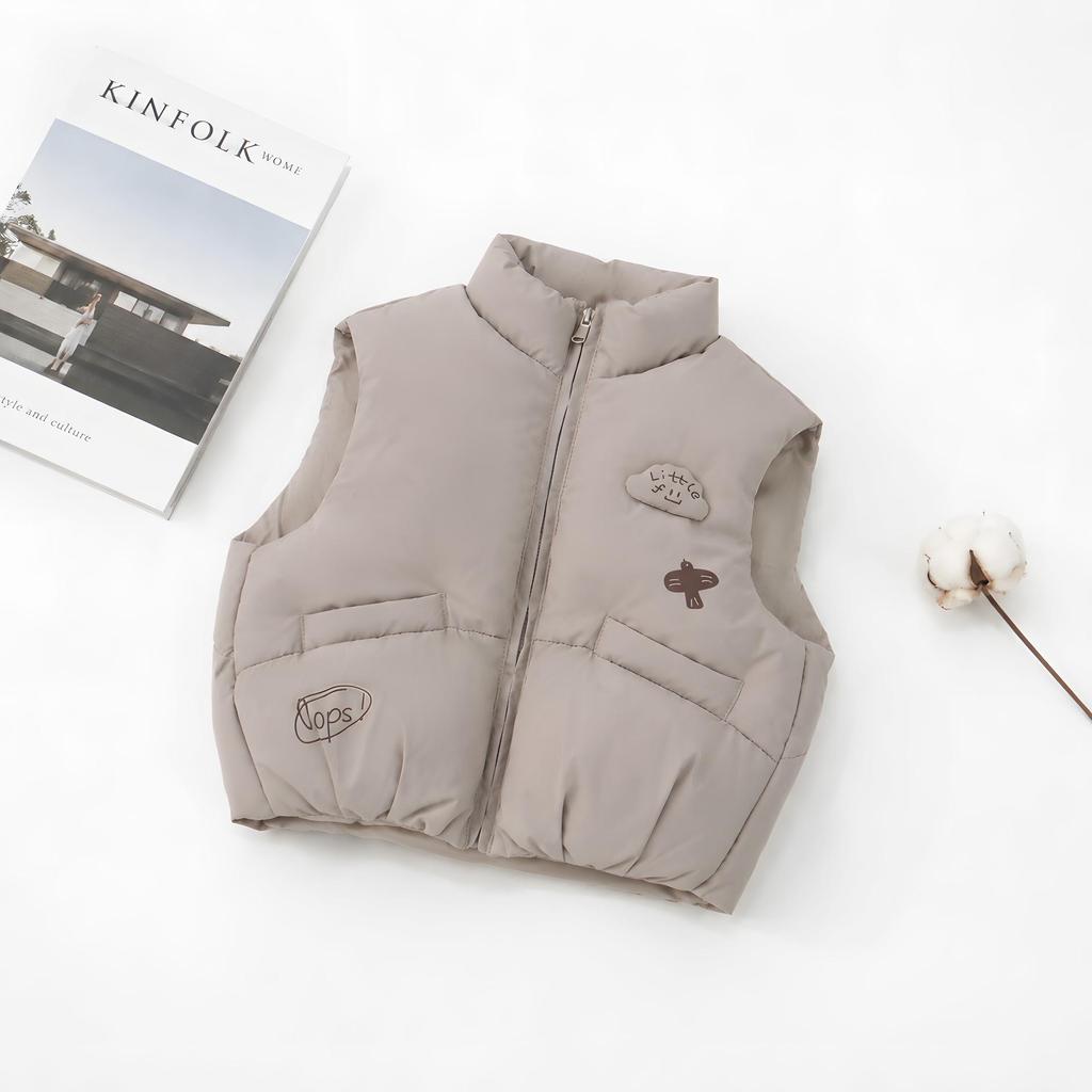 Children's Autumn & Winter Korean Style Stand Collar Unisex Vest - Thickened and Stylish