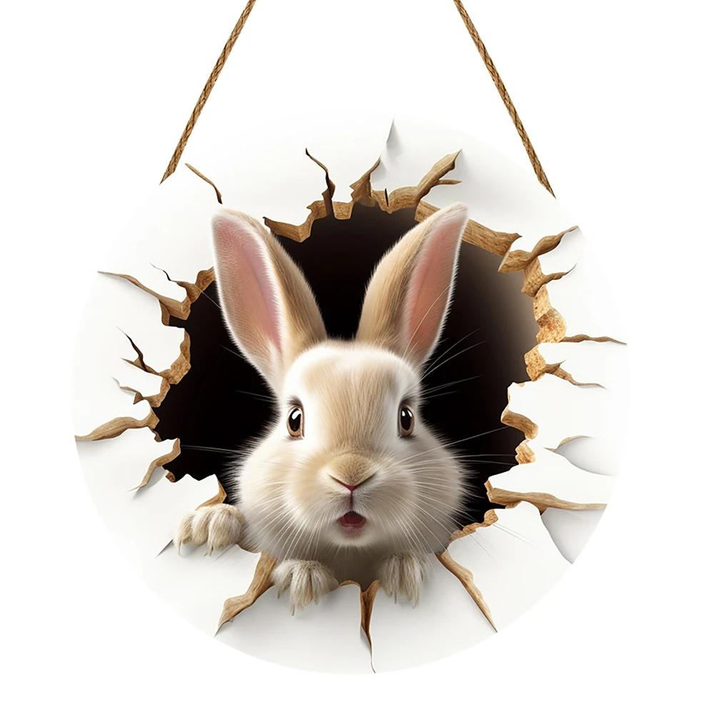 Oster-Türschild Kaninchen Bau Türschild Rustikaler Hase Hängeanhänger für Feiertags-Haustürwanddeko