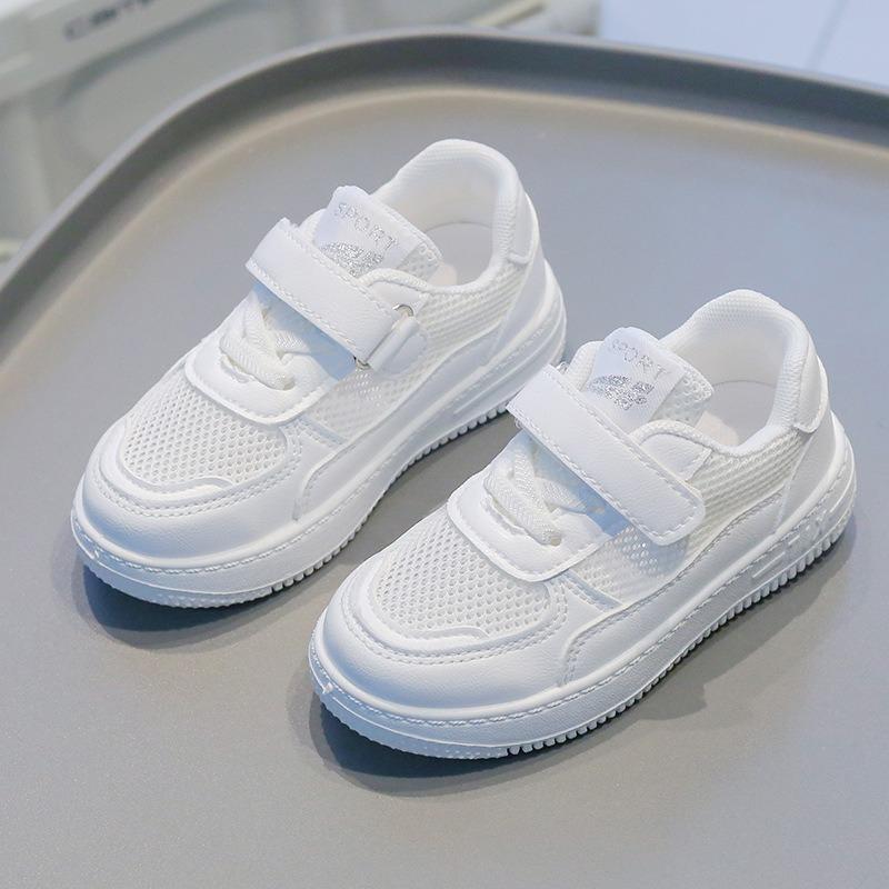 Breathable Hollow Out White Lightweight Kids Casual Sports Sneakers For Boys And Girls