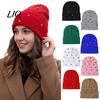 Soft Warm Beanies Colorful Rhinestone Hat, Women Sparkly Winter Knitted Fashionable Hat with Bling Stretchy Cozy Knit Cap for Cold Weather Street
