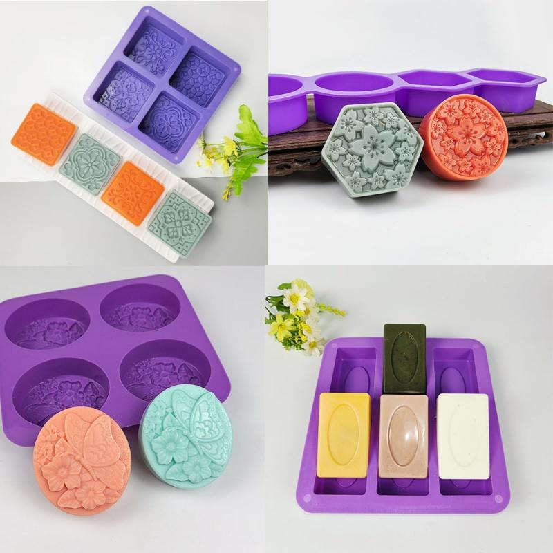 4/6 Cavity Reusable Soap Molds Tray Silicone Round Circles Soap Molds DIY Handmade Craft Cake Decorating Tools