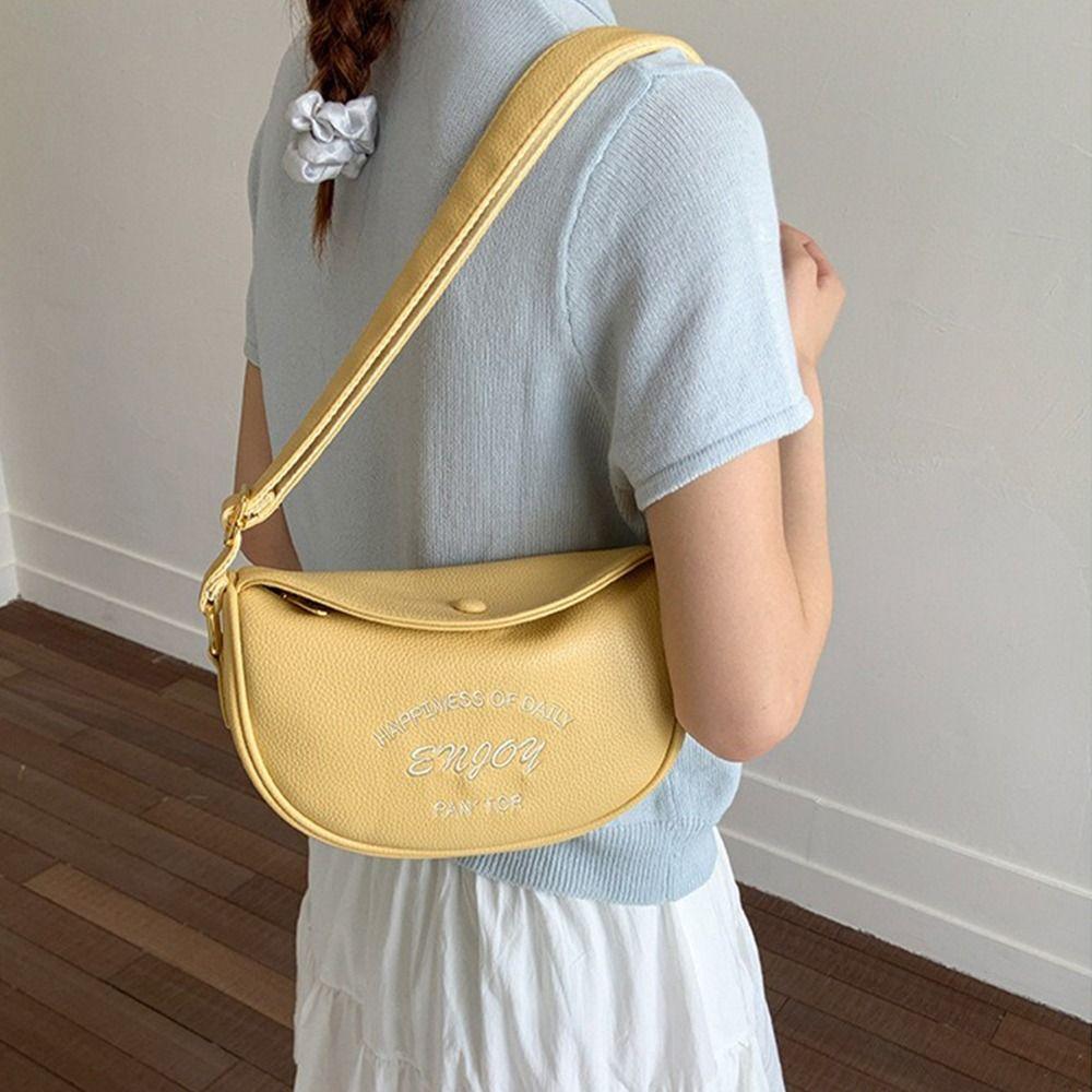 

Korean Saddle Bag Letter Handbags Trendy Shoulder Bag Women белый