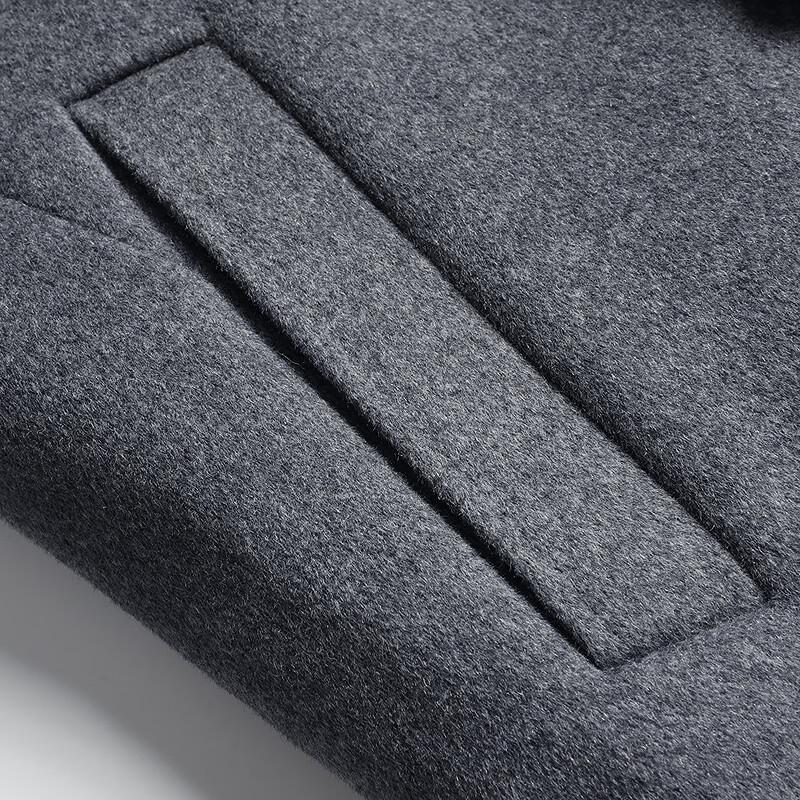 FAPAI Men's Long Wool Blend Overcoat with Detachable Down Liner