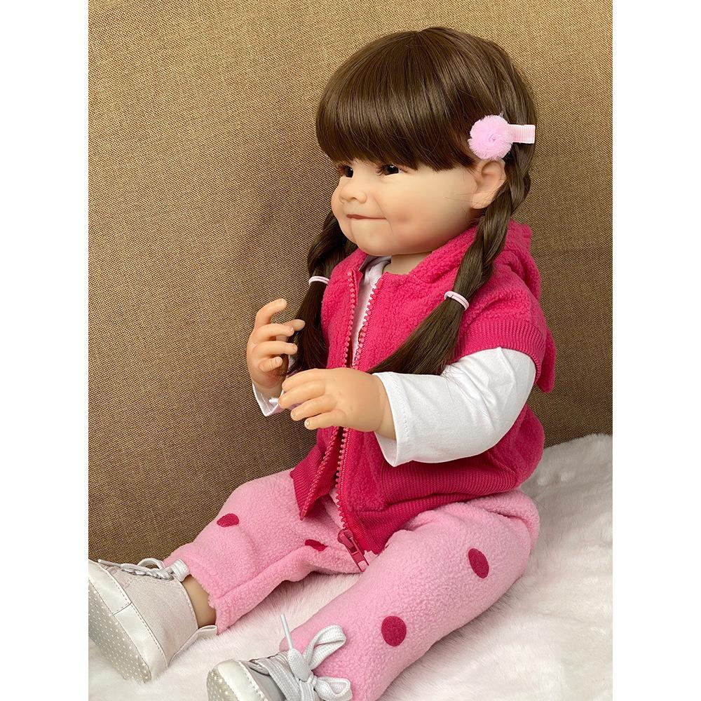 Realistic Reborn Baby Girl Dolls Betty Raya Pasted Wig Hair Simulation Doll 55cm Full Silicone Body Bathing 22 Inch Collection Art Doll Baby Play Toys