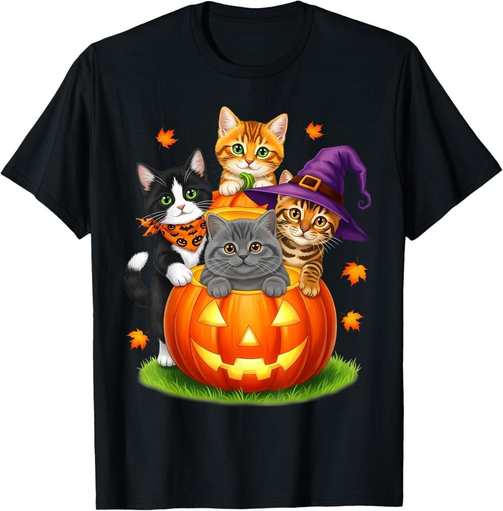 Cute Kittens Pumpkin Halloween Spooky Season Men Women Unisex T-Shirt Mens Womens Tees Top