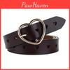Womens Leather Belt With Silver Buckle And Heart Decor For Work And Looks Casual