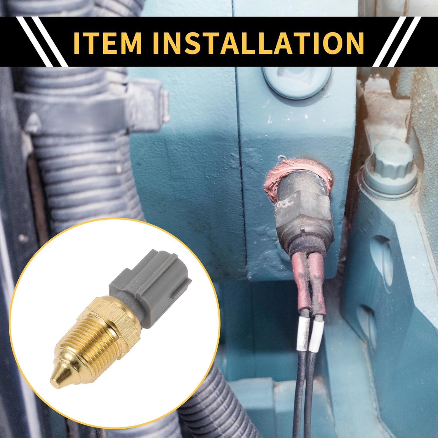Coolant Temperature Sensor for Ford F-150 1996-2004 Water Temperature Temp Sender Sending Unit Sensor No.F5AF12A648AA Gold Tone