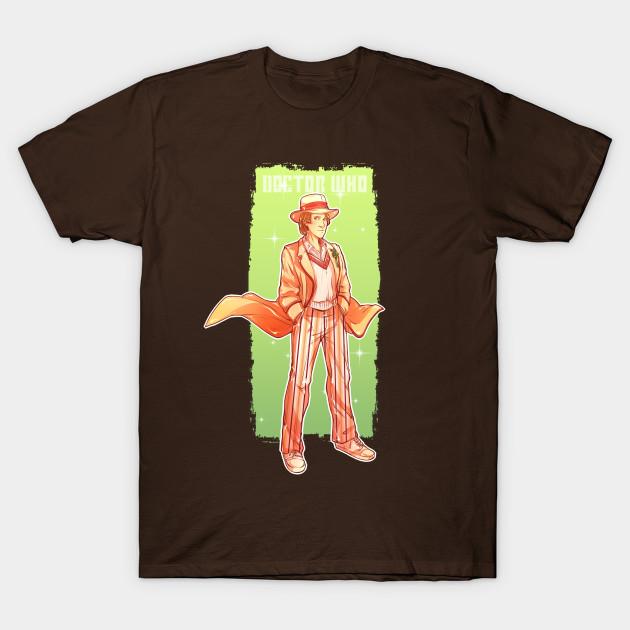 

Men Black Print T-shirt Fifth Doctor No-Cut Transfer Paper Print Cotton Tshirt XL коричневий