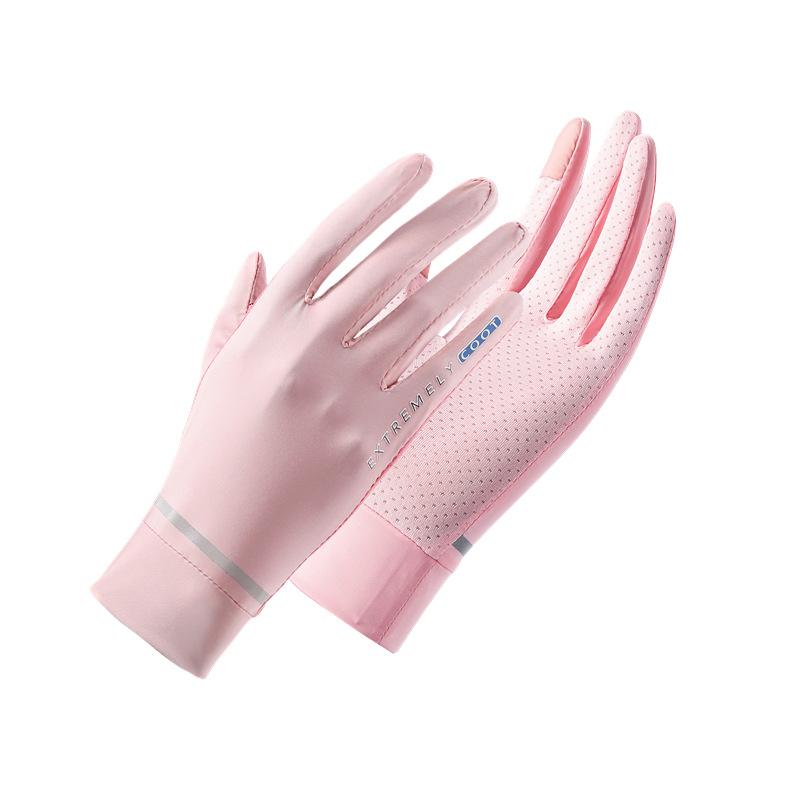 Spring and Summer Sun Protection Gloves Women's Two-finger UV Protection Thin Ice Silk Cool Outdoor Cycling Full Finger Touch Screen Gloves