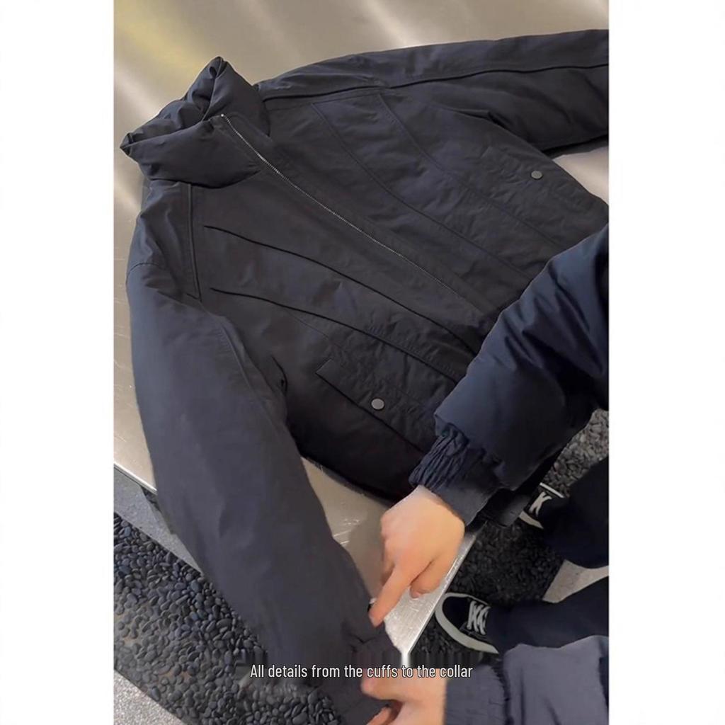 2025 m. madingas vyriškas retro amerikietiško stiliaus bomber baltas pūkinis švarkas