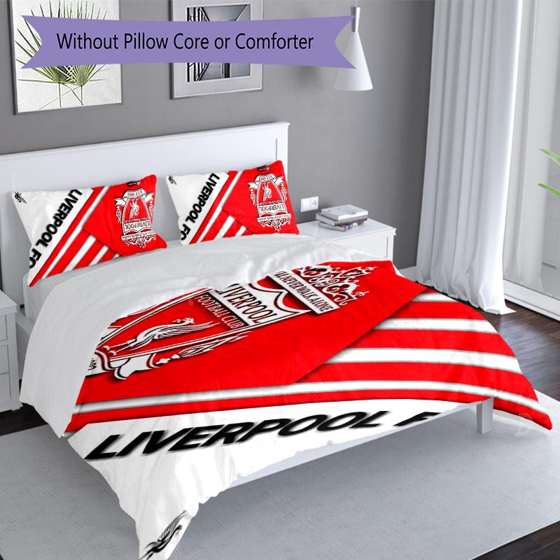 3pcs Liverpool FC logo Duvet Cover Set, Includes 1 Duvet Cover and 2 Pillowcases,Skin-Friendly&Comfortable Fabric,Suitable Bedding Sets