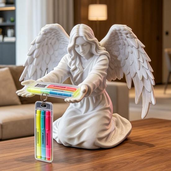 Engels-Stiftehalter für Schreibtisch 3D-gedruckte Engelsstatue Stifte-Display-Ständer Dekorativer Organizer für Zuhause Büro Schlafzimmer Wohnzimmer Schreibtischdekoration