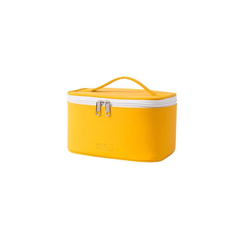 Pu Handheld Makeup Bag With Zipper Portable Travel Skincare Products Organizer Large-Capacity Cosmetic Bag For Washing Cosmetic