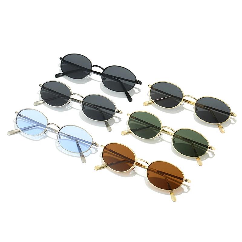 New Retro Small Oval Metal Frame Women Sunglasses UV400 Men Punk Sun Glasses
