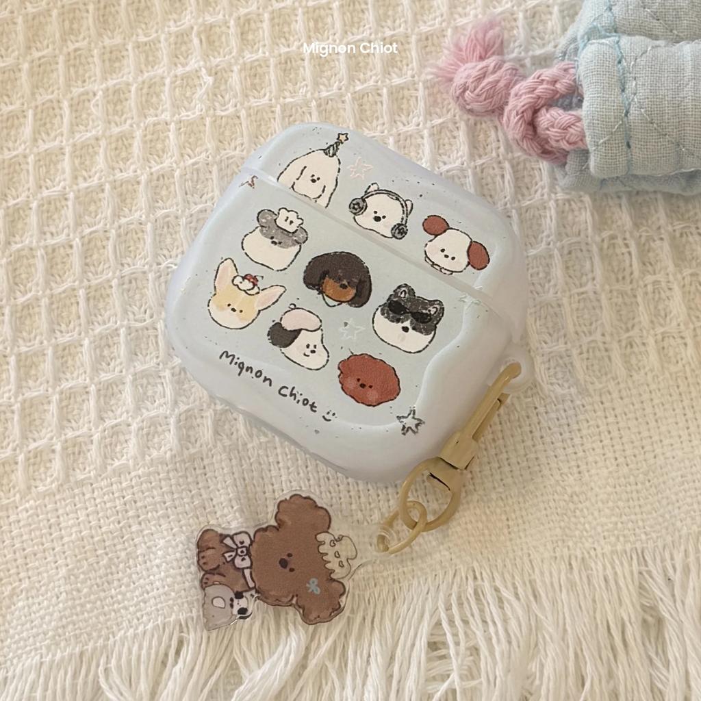 Korean Cute Cartoon Puppy Wireless Earphone Case for AirPods Pro 3 2 Headset Protective Cover For AirPods 4 3 2 1 With Pendant