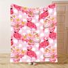Pink Flamingo Floral Print Throw Blanket Cozy Living Room Decor Gift Plush Fleece Throw for Sofa Bedding