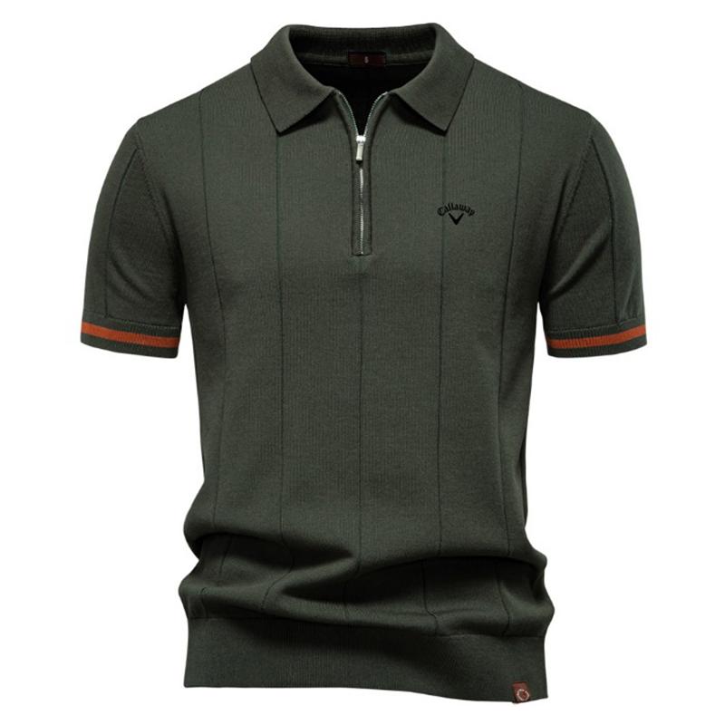 Callaway Spring/Summer Embroidered New Women's Casual Woolen Polo Shirt, Flip Collar Knitted Polo Shirt, Short Sleeve