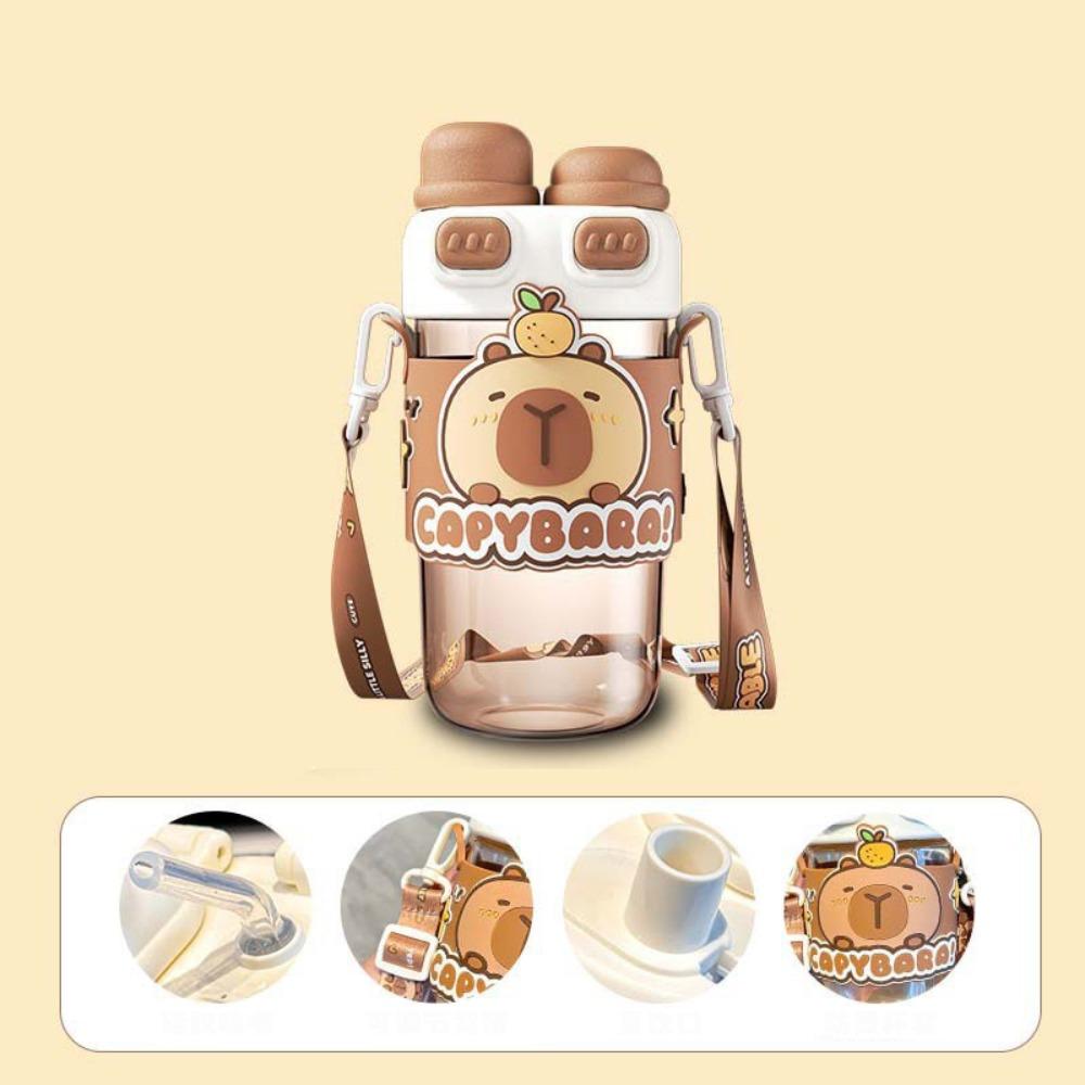 Cartoon Capybara Water Bottle Plastic Outdoor Beverage Cup Cute Straw Cup